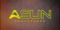 ASUN Conference logo on brown background